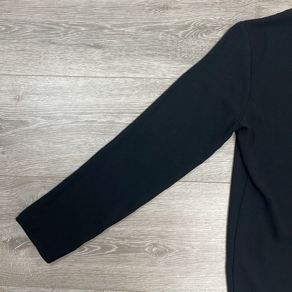 Adrienne Vittadini Long Sleeve Chiffon Blouse Black with White Trim M - Picture 15 of 16